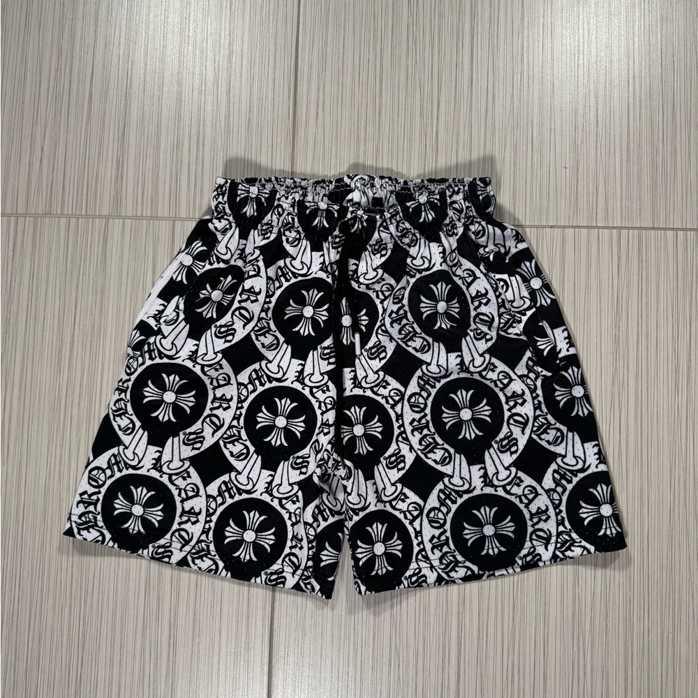 Kids Chrome Hearts Mesh shorts Black White Size XL